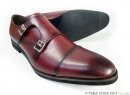 PARASHOE 本革 ダブルモンクストラップ ビジネスシューズ ワイン（バーガンディ・赤茶色）ワイズ 4E（EEEE）27.5cm、28cm（28.0cm）、28.5cm、29cm（29.0cm）、29.5cm、30cm（30.0cm）、31cm（31.0cm）、32cm（32.0cm）【大きいサイズ（ビッグサイズ）メンズ 革靴・紳士靴】（PS-1808-WIN）