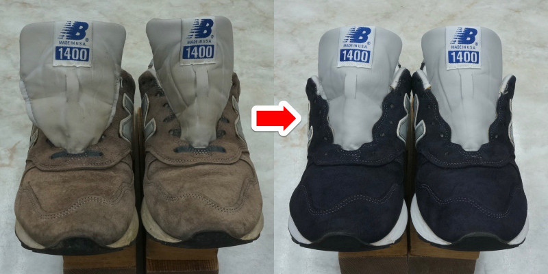 NB 1400 suede sneaker cleaning dye 2