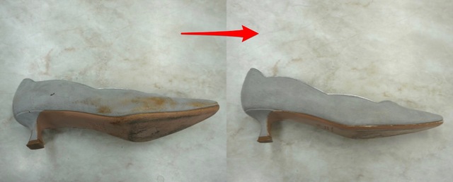 ペリーコ　ヒール　スエード　起毛革　クリーニング　泥汚れ　汚れ落とし　PELLICO heel suede cleaning remove mud-stains