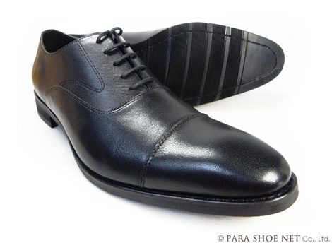 PARASHOE 本革 内羽根ストレートチップ（キャップトゥ）ビジネスシューズ 黒 ワイズ 4E（EEEE）27.5cm、28cm（28.0cm）、28.5cm、29cm（29.0cm）、29.5cm、30cm（30.0cm）、31cm（31.0cm）、32cm（32.0cm）【大きいサイズ（ビッグサイズ）メンズ 革靴・紳士靴】（PS-1805-BLK）