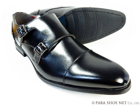Oxford Field ダブルモンクストラップ ビジネスシューズ 黒 ワイズ3E（EEE）28cm（28.0cm）、29cm（29.0cm）、30cm（30.0cm）【大きいサイズ（ビッグサイズ）メンズ 紳士靴】（PNS-3003-BLK）