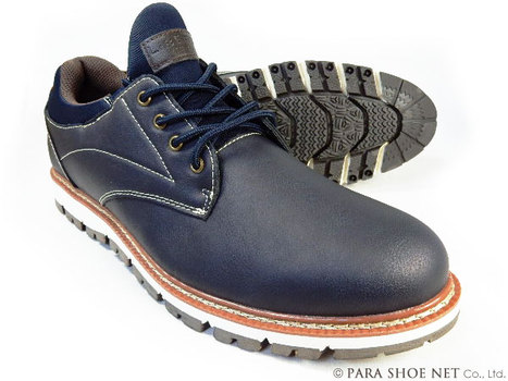 LiBERTO（EDWIN）プレーントゥ カジュアルシューズ（4cm防水・防滑ソール）紺色（ネイビー）ワイズ3E（EEE）28cm（28.0cm）、29cm（29.0cm）【大きいサイズ（ビッグサイズ）メンズ 紳士靴】（PACC-60646-NV）