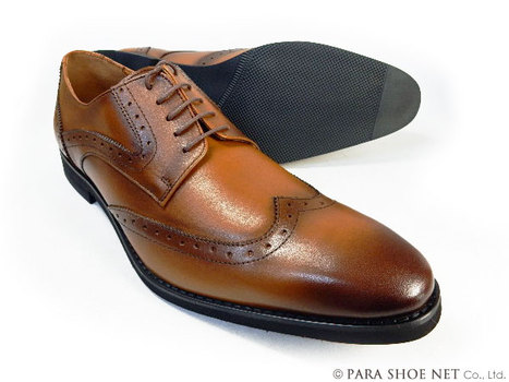 PARASHOE 本革 ウィングチップ ビジネスシューズ 茶色 ワイズ 4E（EEEE）27.5cm、28cm（28.0cm）、28.5cm、29cm（29.0cm）、29.5cm、30cm（30.0cm）、31cm（31.0cm）、32cm（32.0cm）【大きいサイズ（ビッグサイズ）メンズ 革靴・紳士靴】（PS-1807-BR）