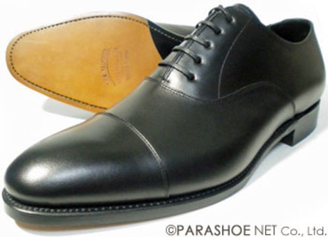 PARASHOE 革底（レザーソール）内羽根ストレートチップ（キャップトゥ）ビジネスシューズ 黒 ワイズ2E（EE）サイズ22cm～32cm【グッドイヤーウェルト製法・日本製・メンズ・革靴・紳士靴】