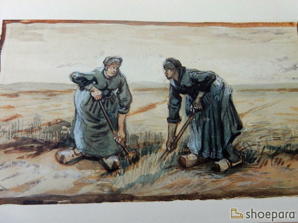 「畑を掘る二人の農婦」（ヌエネン 1885年 7-8月）水彩／VINCENT VAN GOGH ゴッホ展（1985年）